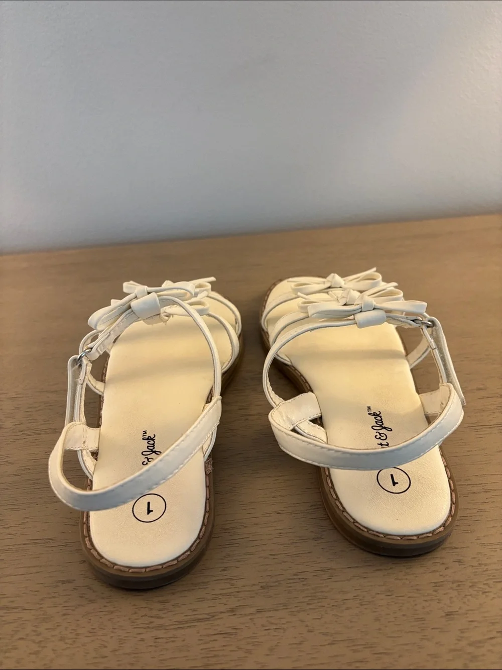 Cat & Jack Cream 3-Bow Strap Slingback Sandals